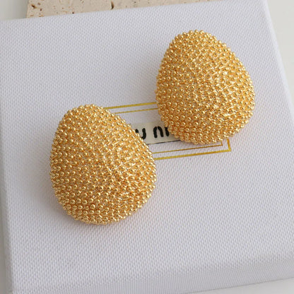 Modern Jewelry Popular Design Bead Feeling Metal Oval Teardrop Earrings For Women Party Gifts Exaggerative Ear Accessories