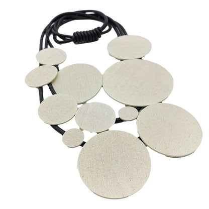 Fashion Jewelry Women Pendant Necklace Bohemian Ethnic Long White Round Piece Accessories Party Costume Rubber Necklaces Jewelry