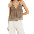 Women Halter Top Tie-Up Sleeveless Tops Shiny Beaded Summer Vest For Beach Vacation Summer Party Daily Wear Streetwear