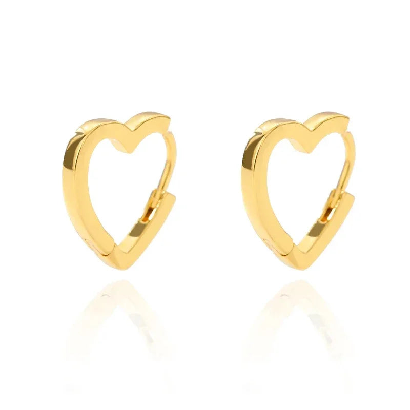 Heart Stainless Steel Earrings for Women Zircon Gold Color Hoop Earring Aesthetic Waterproof Ear Piercing Jewelry Accessories