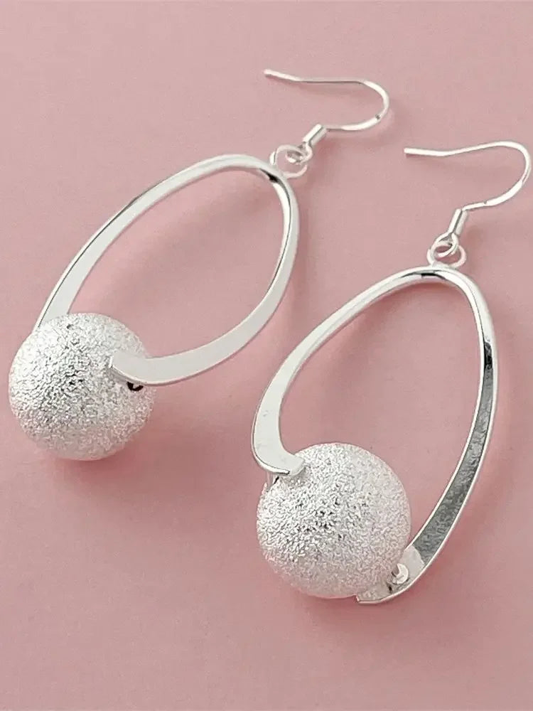 925 Sterling Silver Fashion Beaded Earrings Suitable for Women to Wear on Important Occasions