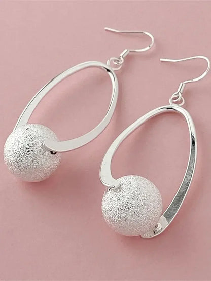 925 Sterling Silver Fashion Beaded Earrings Suitable for Women to Wear on Important Occasions