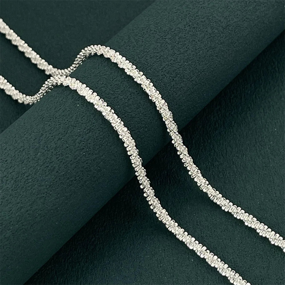 Exquisite 925 sterling silver sparkling necklace for women engagement party jewelry gifts