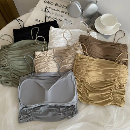 Women Crop Tops Sexy Tank Top For Lady Summer Tube Tops With Cups Female Underwear Lingerie Woman Clothing Girls Camisole Vest