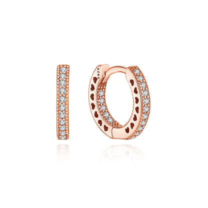 Original 925 Sterling Silver Earrings 2025 Stud Hoop Crystal Earings For Women Rose Gold Crown Heart Infinity Bee Earing Jewelry