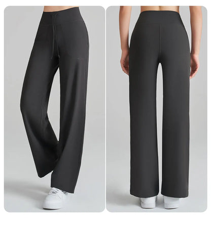 Women's High Waist Stretch Yoga Pants Quick Dry Breathable Loose Running Pants Gym Outdoor Training Pants