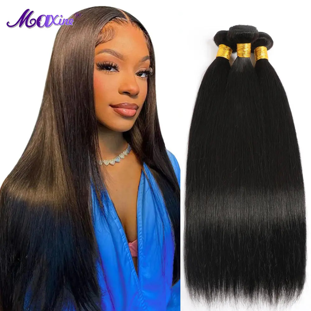 Straight Human Hair Weave Bundles 30 32 Inch Straight 100% Raw Indian Human Hair Bundles Remy Hair Extensions 3 4 Bundles Hair