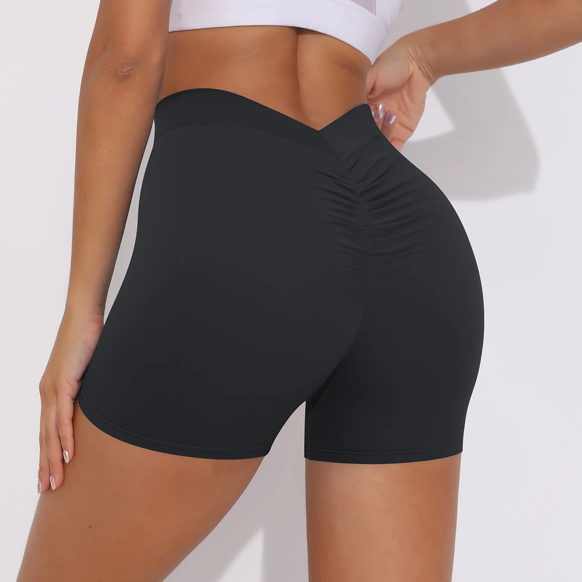 Women's Sexy Stretch Yoga Shorts With Hip Lifting And Abdominal Tightening Tight Fitness Wearing Running Pants Externally