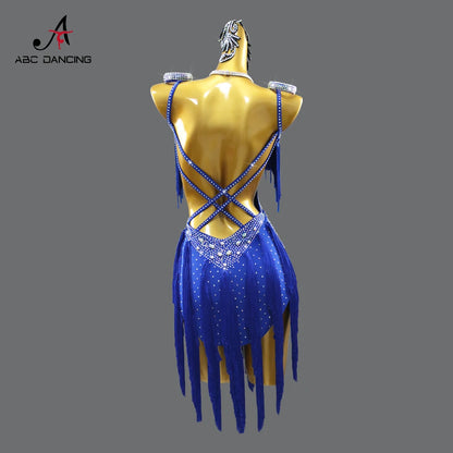 Evening Dress Latin Dance Costume Womens 2025 Dancewear Girl Adult Short Fringed Clothing American Competition Stage Sports Suit