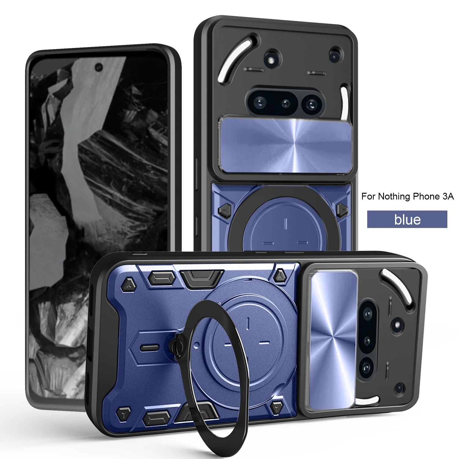 Protective Cover For Nothing Phone 3a Case With Ring Stand Holder Lens Protection Fundas Coque Capa