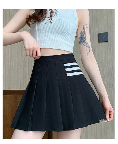Women's Skirt With Shorts Summer Black Pleated Skirt For Girls Brown A Line High Waist Y2k Mini saias Spring Korea Style Clothes