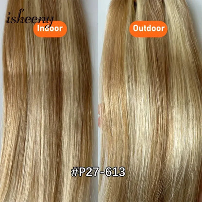 Highlight Blonde Human Hair Weft 12 16 20 24 inches Double Weft Hair Bundles Sewing In Hair Weaves 50g/bundle For Women