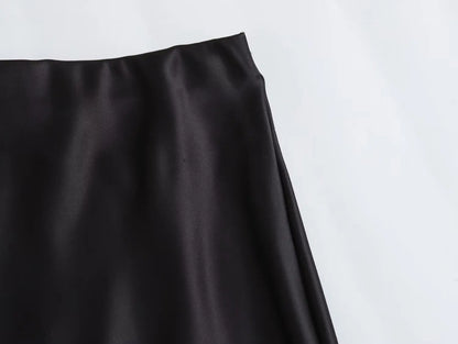 Satin Skirt Woman High Waist Elegant Long Skirts For Women Fashion Summer Midi Skirt Office Women's Skirts