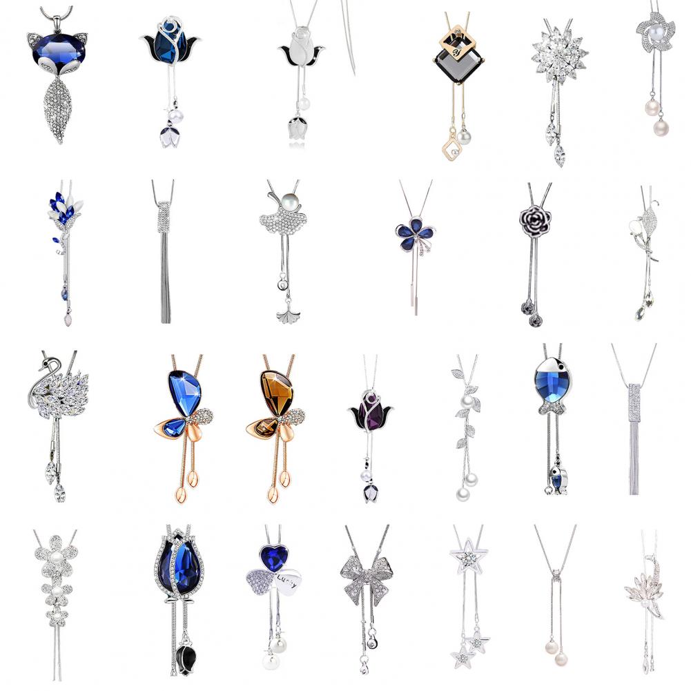 Women Necklace Chic Multiple Styles Pendant Necklace Long Sweater Chain Party Dress Necklace Jewelry Gift