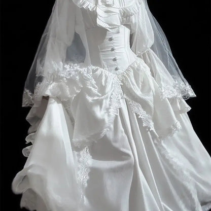 Japanese Skirts for Women 2025 Faldas Mujer De Moda High Waist A-line Jupe Lolita Style Patchwork Lace Vintage Long Skirt 49C903