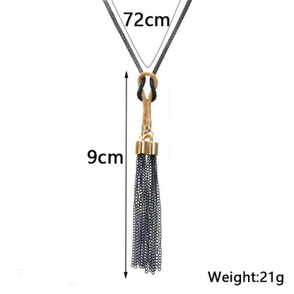 Elegant Female Fashion Pendant Necklace Tassel Long Winter Sweater Chain Necklace Women Geometric Twisted Necklaces Jewelry Gift