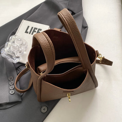 Stylish Bucket Bag for Women with Magnetic Closure Crafted from Durable PU Leather Ideal for Work and Travel Use
