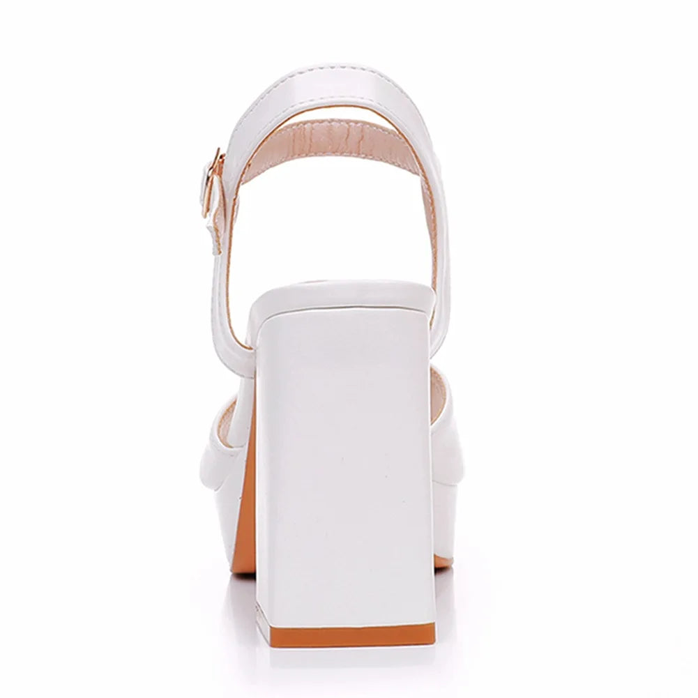 Women Party Evening Wedding Shoes for Women Summer Fashion Women Platform Super High White Peep Toe Sandals Plus Size 34-42