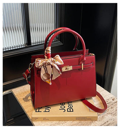 2025 New! Women's Red Tote Bag - Light Luxury, Large Capacity, Elegant Design, Versatile for Work & Party, Premium PU Leather