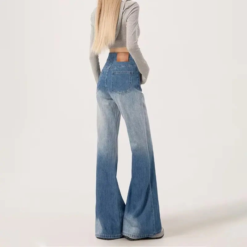 Slimming High-waisted Jeans for Women Spring Summer Pear-shaped Loose-fit Wide leg Jean Pants Bell Bottoms Female Denim Trousers