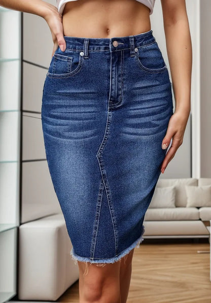 New Arrival High Waist Denim Skirt Women 2025 Fashion Streetwear Slim Bodycon Midi Jean Skirts