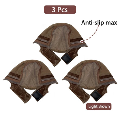 Wig Cap with Grip Band for Keeping Wigs in Place, More Full Cap-wide Transparent Lace for Lace Front Wigs