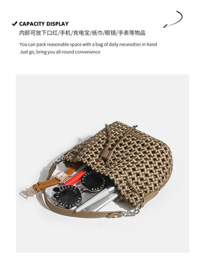 Tote bag woman Bucket bag handbags for women Nylon underarm purse European-style hand-woven bag for women