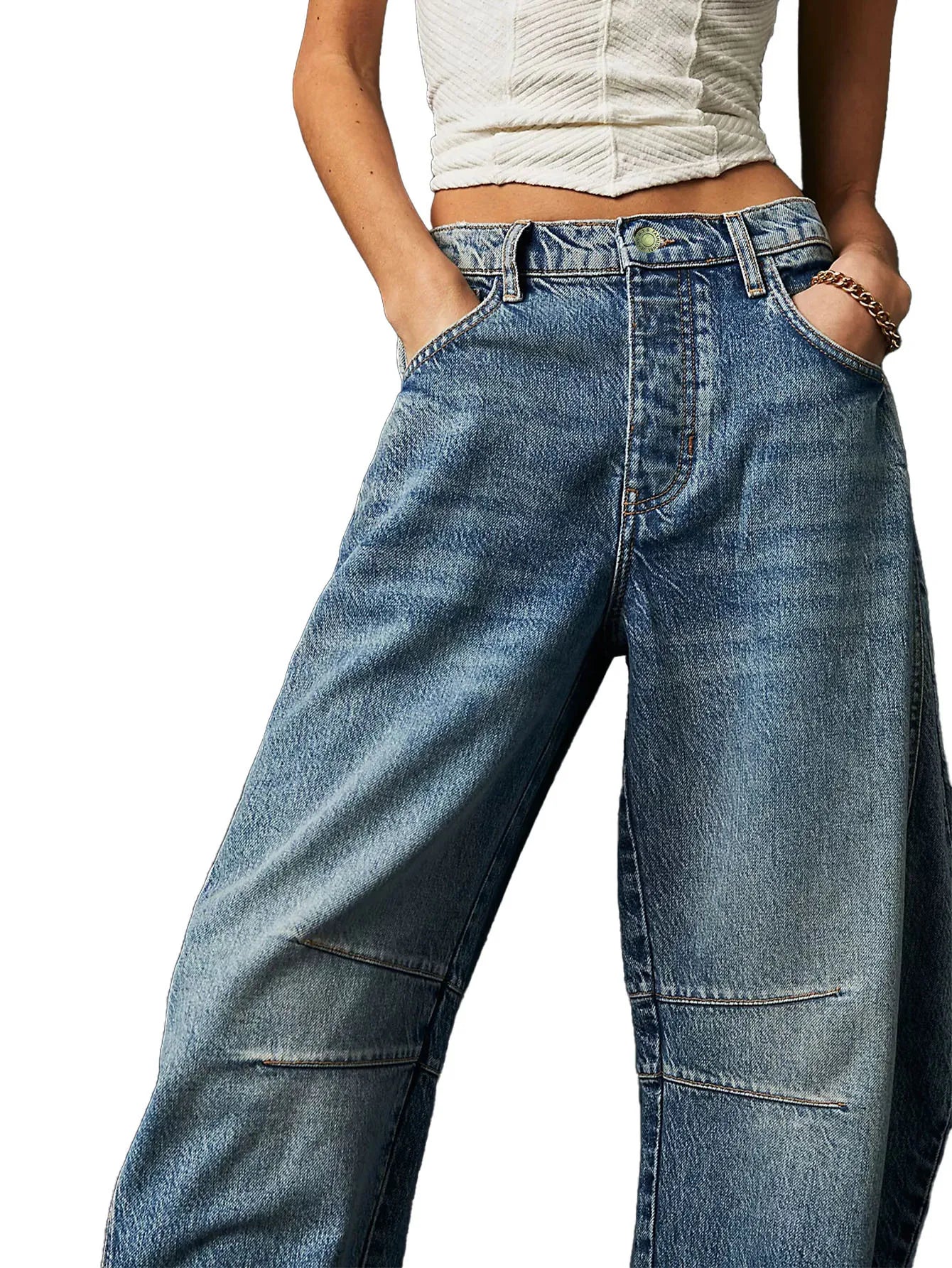 Women's Four Seasons New Fashion Low-rise Jeans Casual Loose Wash Wide-leg Pants Women's Simple Comfortable Straight Leg Jeans