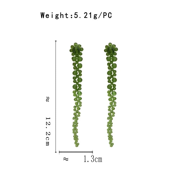 Trendy Jewelry Simply Design Green Red Transparent Beads Long Dangle Earrings For Women Wedding Gifts Ear Accessories