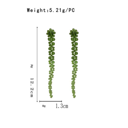 Trendy Jewelry Simply Design Green Red Transparent Beads Long Dangle Earrings For Women Wedding Gifts Ear Accessories