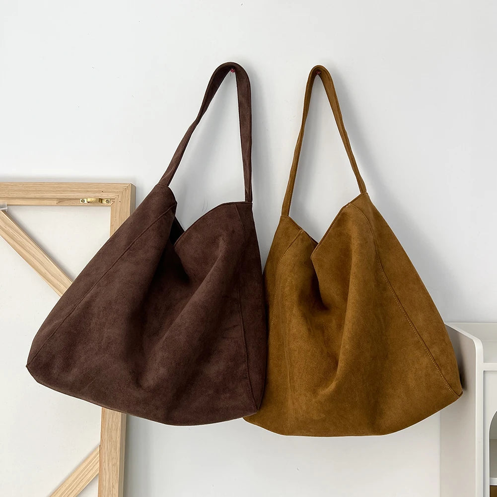 Women Underarm Bag Fashion Tweed Fabric Large Capacity Shoulder Bag Casual Handbag for Daily Office Use Solid Color Handbag