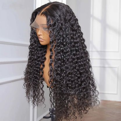 YAWAWE Hair Water Wave 13x6 HD Lace Frontal Wigs Brazilian Wigs 100% Human Hair For Women Deep Curly Wigs preplucked Precut