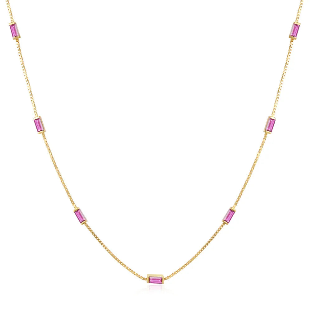 CANNER Necklace For Women Silver 925 Sterling Colored Zircon Collarbone Chain Trendy Jewelry Delicate Simple Long Thin Chain