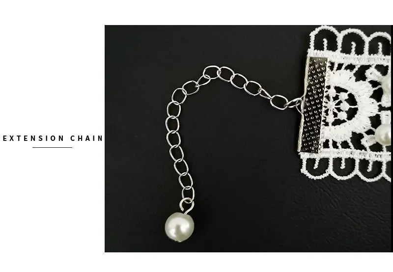 White Necklace Pearl Lace Women Fashion Necklace Earrings lolita Accessories