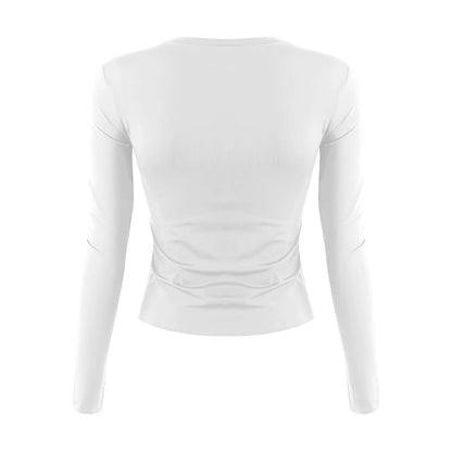 Women's Fashion Solid Colour Round Neck Long Sleeve T-Shirt Top Tops for Women Womens Tops and Blouses Trendy Womens Summer Tops