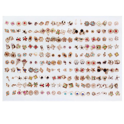 New Fashion 100 Pairs/Lot Colorful Rhinestone Mutiple Styles Random Stud Earrings For Women Lady Simple Couple Friends Earwear