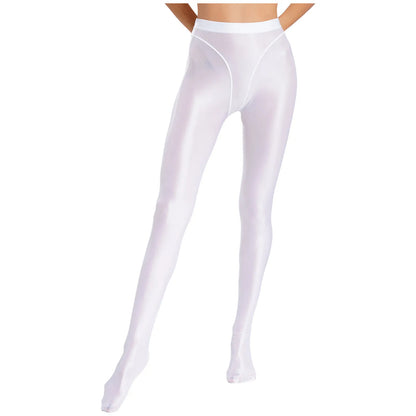 Womens Gymnastic Yoga Pants Leggings High Waist Stretchy Glossy Pantyhose Silky Skinny Pantyhose Role Play Nightclub Wear