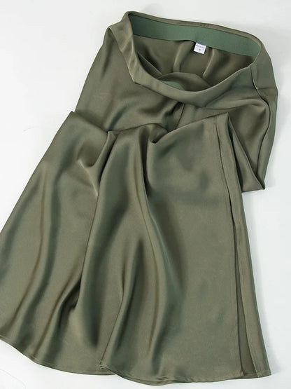 Long Satin Skirts For Women Summer High Quality Skirt With Slit On The Side Silk Elegant Black Maxi Luxury Women's Skirts 2025