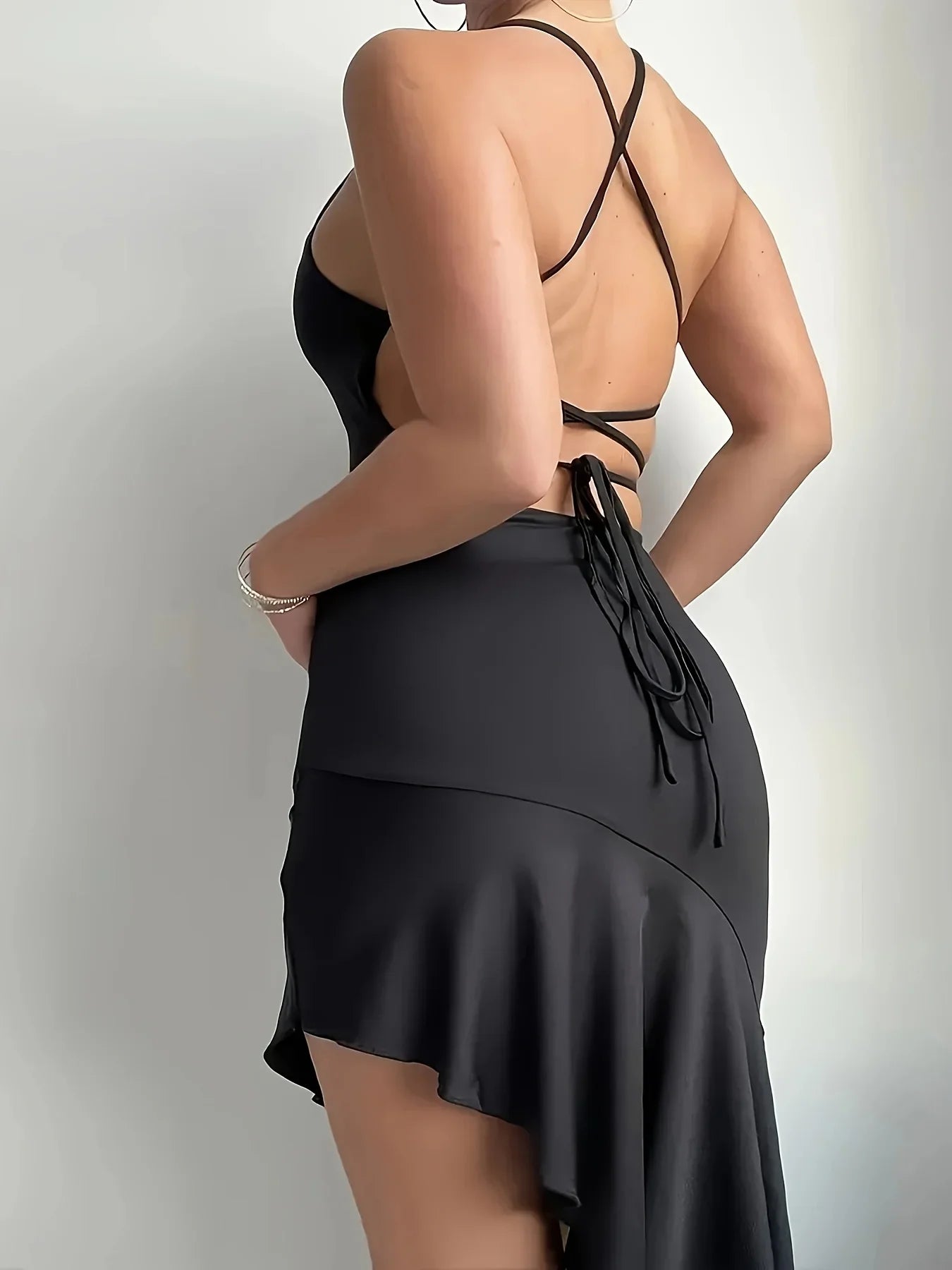 Dress for Women Summer Casual Fashion Sexy Halter Backless Ruffle Party Dress Evening Dresses Vestidos De Tricô Femenino