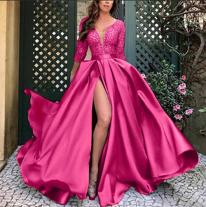 Women's Elegant Evening Party Dresses Luxury Fashionable Long Dresses Trailing Evening Dresses Solid Color Floor-Length Dresses