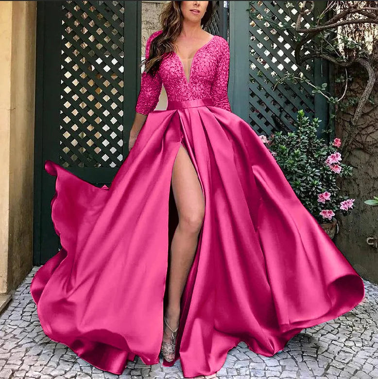Women's Elegant Evening Party Dresses Luxury Fashionable Long Dresses Trailing Evening Dresses Solid Color Floor-Length Dresses