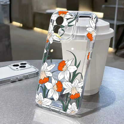 Flower Case For iPhone 11 Cases iPhone 15 12 13 14 16 Pro Max X XR XS Max 14 15 Plus 16Pro iPhone16 Clear Shockproof Cover Funda