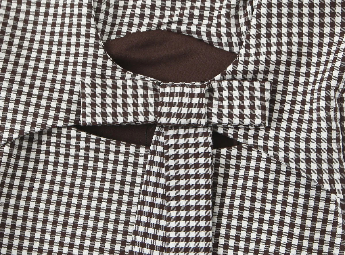 Tops For Women Bow Embellished Small Plaid Top 2025 Summer Camisole Sleeveless Top Woman Tops Women's Tank Top