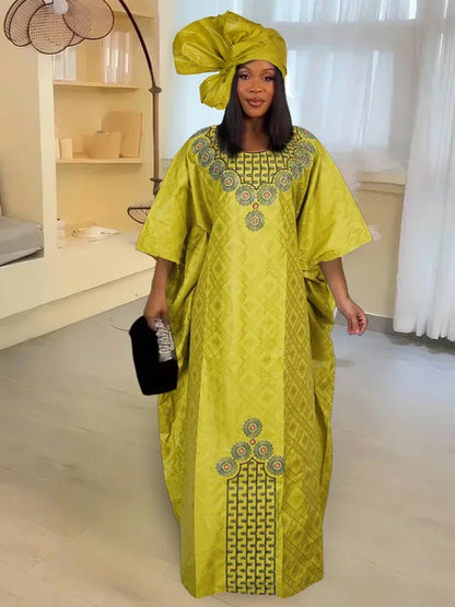 Wedding Party Traditional Dresses For Women African Dashiki Bazin Long Robe Dubai Hijab Abayas Elegant Evening Gowns Clothing