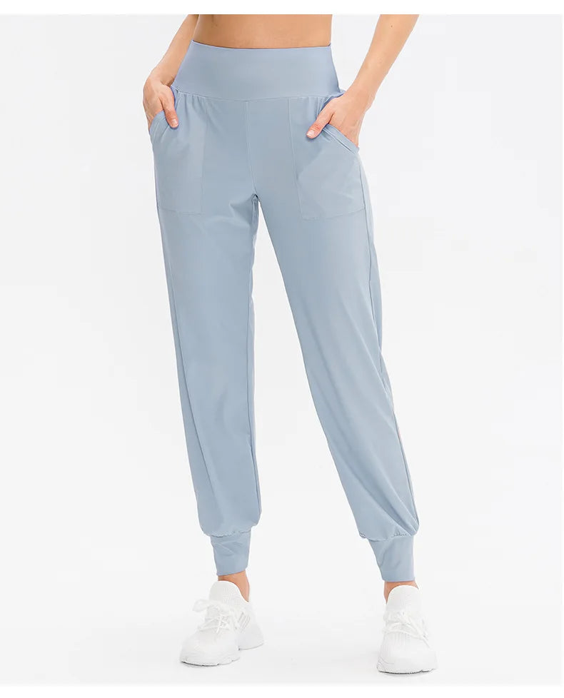 Women Loose Yoga Pants Running Sports Training Trousers with Pocket Casual Quick Dry Fitness Pants Thin for Spring Summer