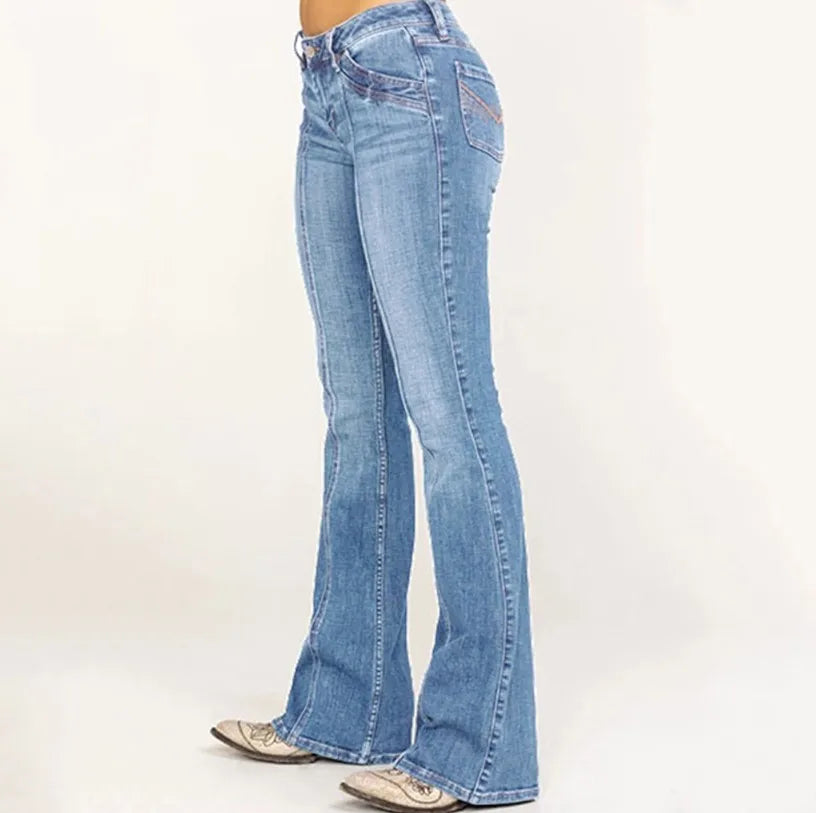 Women's Retro Washed Low Waisted Flared Jeans 2024 New Chic Casual Wide-leg Pants Female Sexy Denim Street Trousers Y2K Bottoms