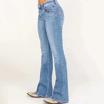 Women's Retro Washed Low Waisted Flared Jeans 2024 New Chic Casual Wide-leg Pants Female Sexy Denim Street Trousers Y2K Bottoms