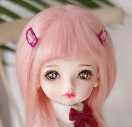 D09-P389 children handmade toy   1/12 1/8 1/6 1/4 1/3 MSD bjd doll wig red blue pink black DIY long straight hair 1pcs