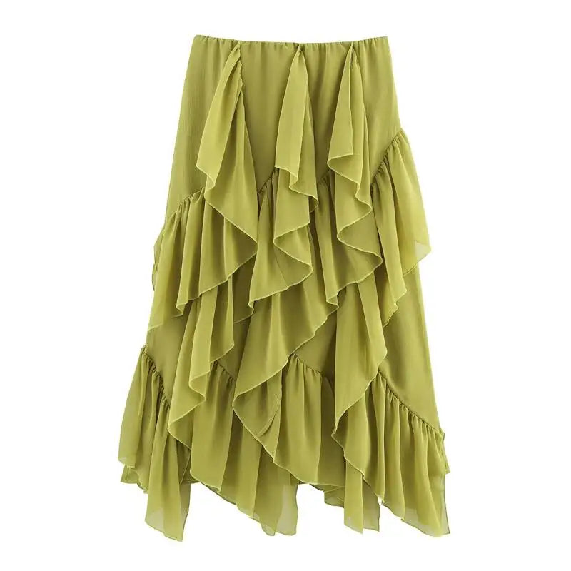 Skirts Summer Women's 2025 New Chic Women's Elegant Cascading Holiday Skirts Street Leisure Youth Fashion Long Skirts