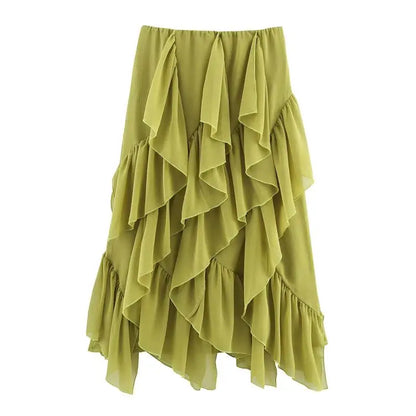 Skirts Summer Women's 2025 New Chic Women's Elegant Cascading Holiday Skirts Street Leisure Youth Fashion Long Skirts